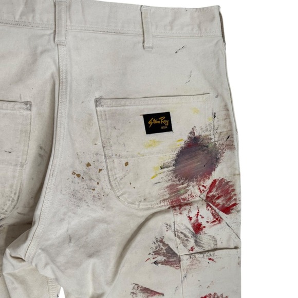 Stan Ray USA Painted Carpenter Pants Mens 35 Cream Paint Splatter Workwear 35x32 - Picture 9 of 10